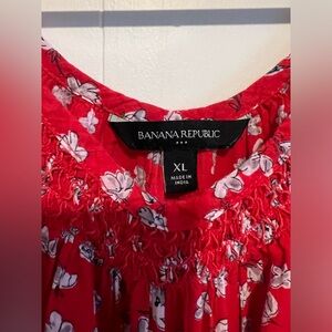 banana republic floral red blouse size XL